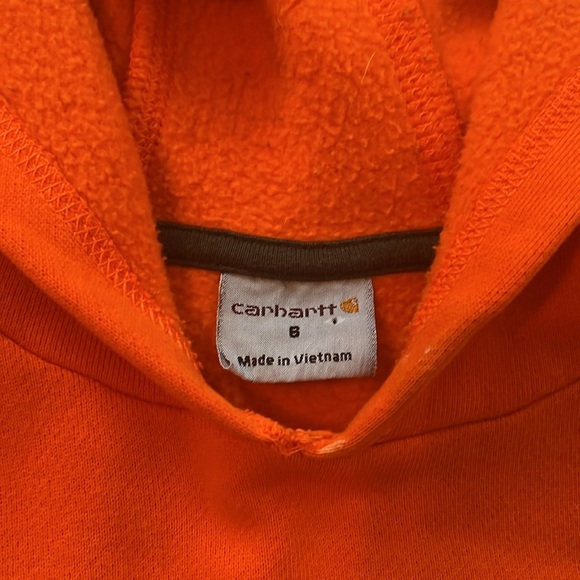 Carhartt Hooded Sweatshirt Orange Work Construction Kids 6 Outdoor Hazard - Picture 3 of 8